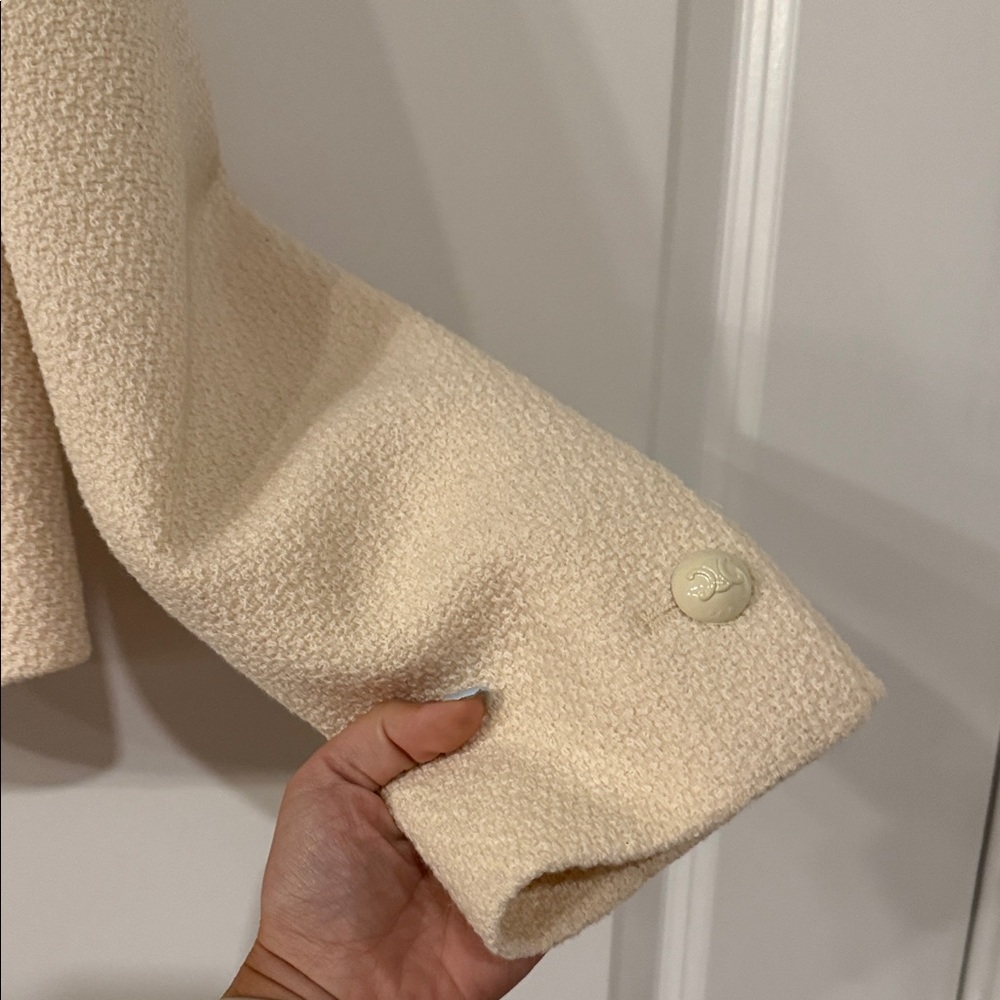 NWT Celine Cream Jacket Shirt Collar Tweed Cashmere Jacket size 40 - Picture 9 of 13